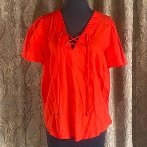 Knox Rose Women's Short Sleeve Lace-Up Top